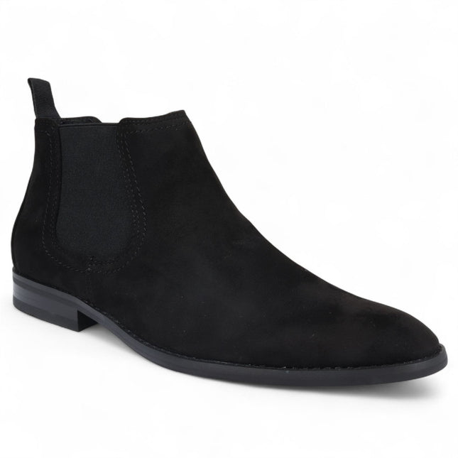 Men's Black Suede Chelsea Boots Real Leather Lined Slip-On