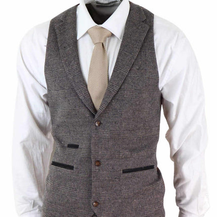 Men's 3 Piece Brown Herringbone Tweed Suit