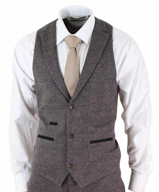 Men's 3 Piece Brown Herringbone Tweed Suit