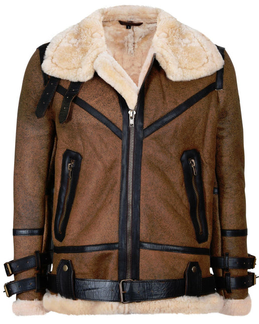 Mens Brown Vintage Pilot B3 Sheepskin Jacket- KNOXVILLE