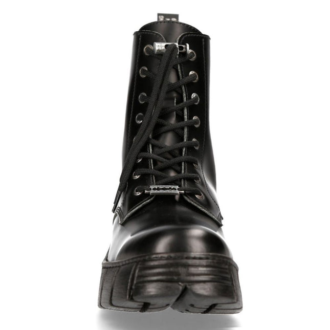 New Rock Boots Leather Ankle Tower Biker Boots-M-Wall026N-C5