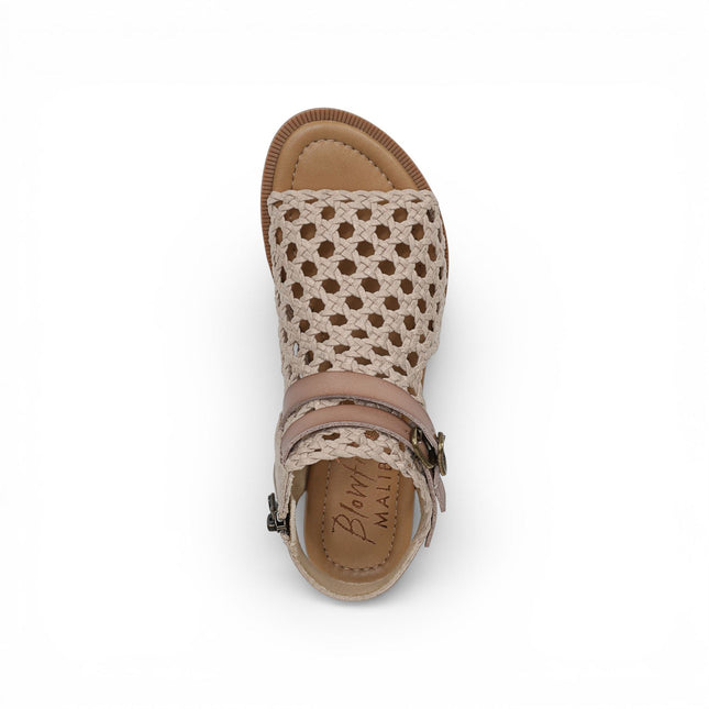 Blowfish Malibu Womens Golden Beige Weave Micro Wedge Sandals - Anuella