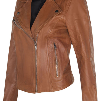 Womens Leather Classic Biker Brando Jacket-Baku