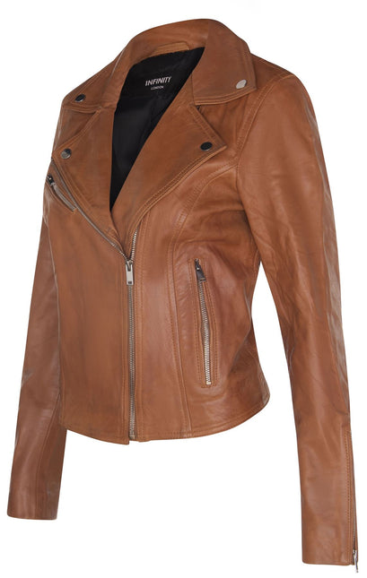 Womens Leather Classic Biker Brando Jacket-Baku