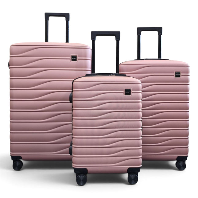 Hardshell Rose Gold Suitcase Set Robust 8 Wheel Luggage Cabin Case Bag