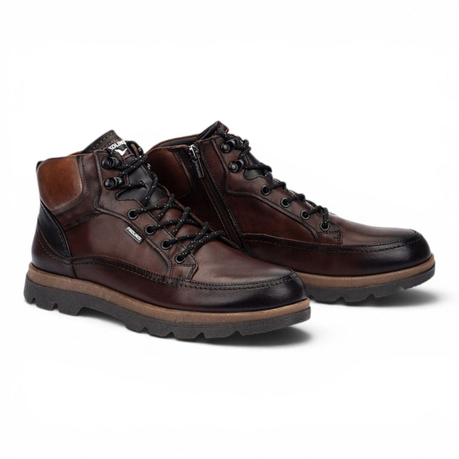 Pikolinos Men's Dark Brown Leather Lace-Up Ankle Boots - Vigo