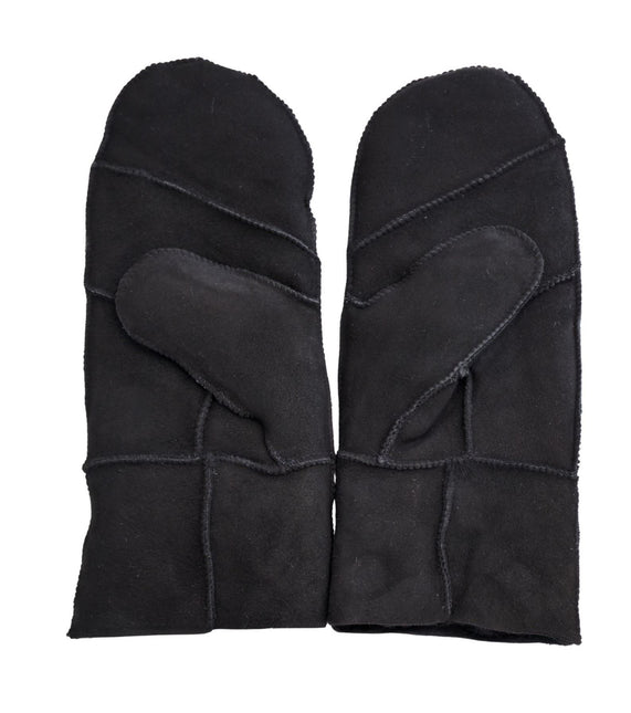 Infinity Leather Womens Black Genuine Real Sheepskin Suede Mittens Warm Gloves