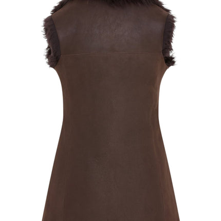 Women's Brown Toscana Shearling Nappa Leather Sheepskin Gilet - Parkes