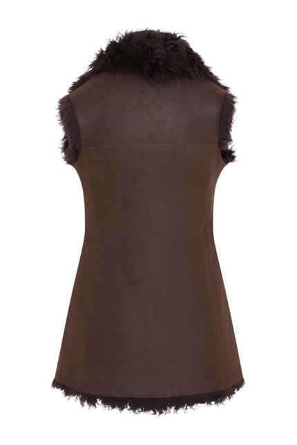 Women's Brown Toscana Shearling Nappa Leather Sheepskin Gilet - Parkes