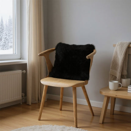 Genuine Sheepskin Black  40x40cm Real Wool Single Sided Cushion