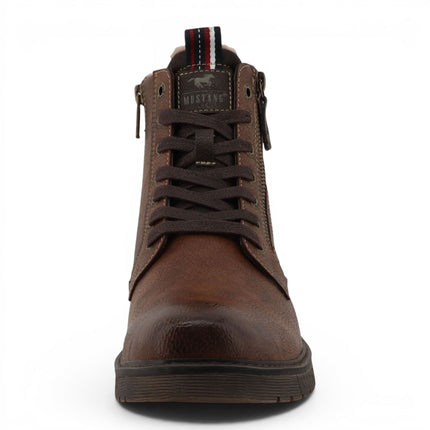 Mustang Men's Brown Faux Leather Winter Lace-Up Ankle Boots - M0081002