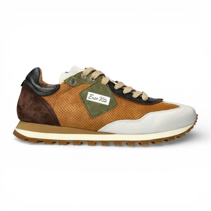 Lorenzo Conti Men's Aglae 02 Tan White Leather Trainers Sneaker Shoes