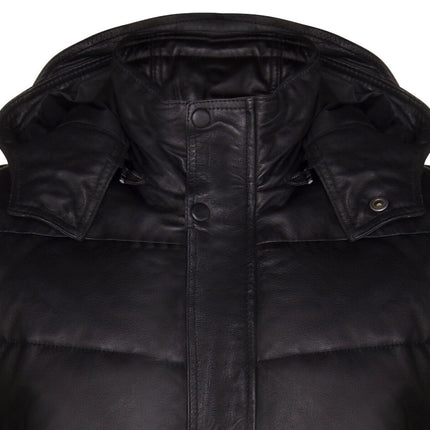 Mens Puffer Leather Bomber Jacket-Alicante