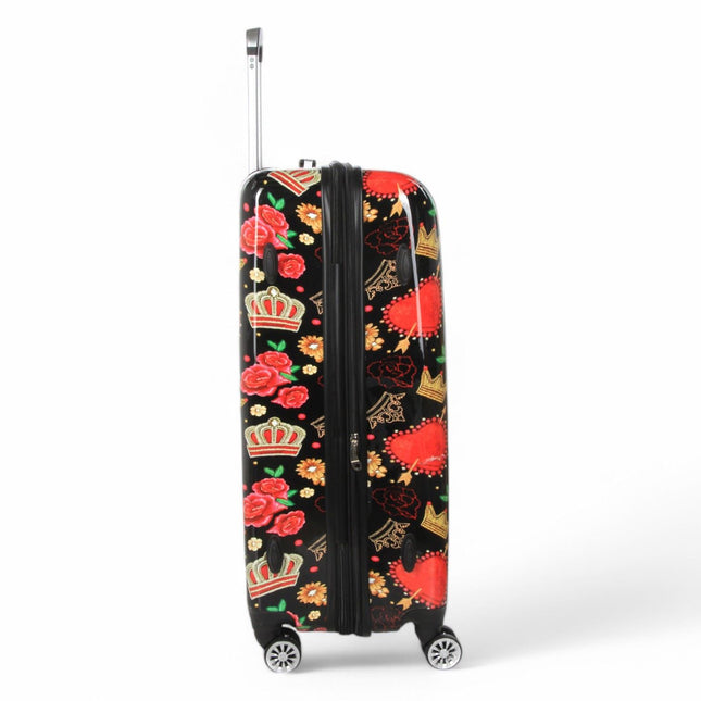 Strong Expandable Hard Shell Dual 4 Wheel Suitcase Set Print Luggage Cabin Travel Bag