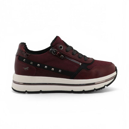 Mustang Women's Burgundy Lace-Up Trainers Platform Sneakers - M0332001