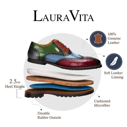 Lorenzo Conti Men's Black Burgundy Leather Brogue Oxford DressShoes - Antonin 01