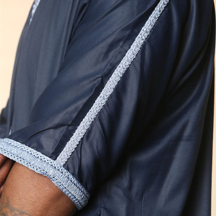 Men's Blue Moroccan Thobe Jubba Robe Eid Djellaba Gandoura