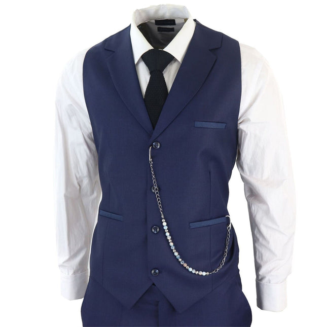 Men's Classic 3-Piece Plain Navy Suit