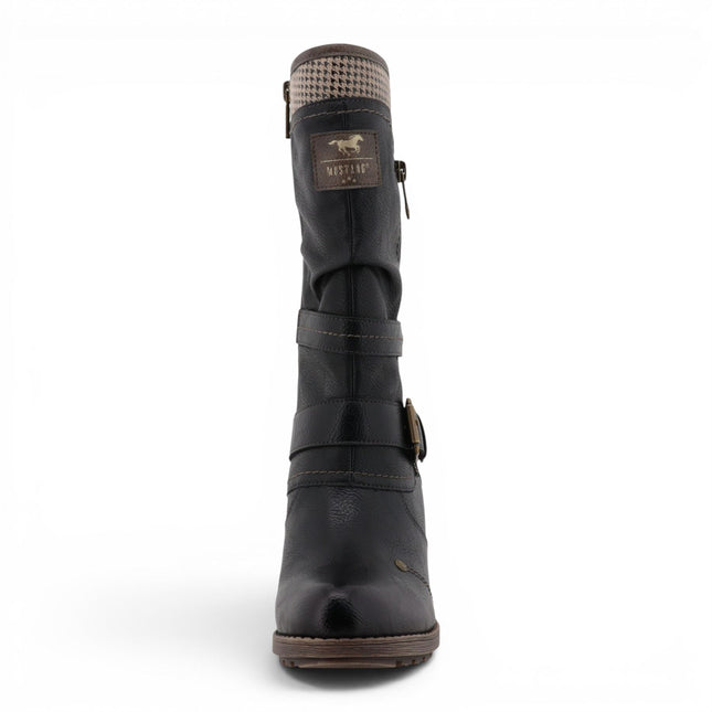 Mustang Women's Black Mid-Calf Heeled Long Boots - M0162001