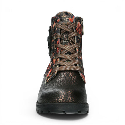 Laura Vita Women's Gothic Victorian Floral Bronze Leather Lace-up Boots - Cocrailo-47