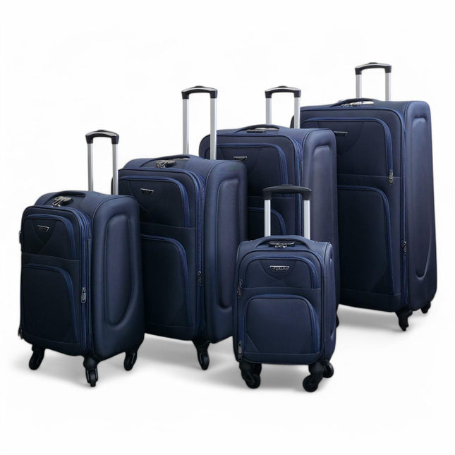 Soft Shell Lightweight Nylon Suitcase Set 4 Wheel Travel Case Holiday Bags