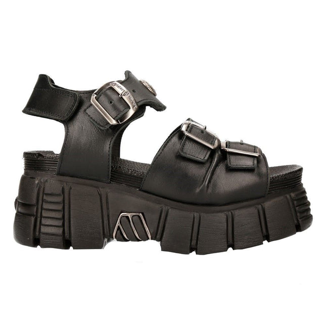 New Rock Unisex Metallic Black Punk Sandal Boots - M-BIOS101-C2