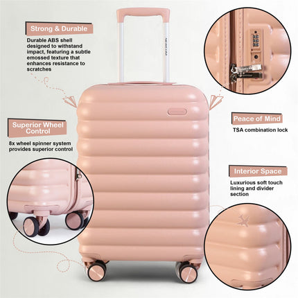 Hard Shell Cabin 37 x 22 x 55 cm TSA Secure Luggage Suitcase Suitable for Easyjet, Ryanair