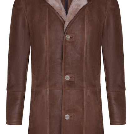 Mens Warm Shearling Sheepskin Leather Coat-Florence