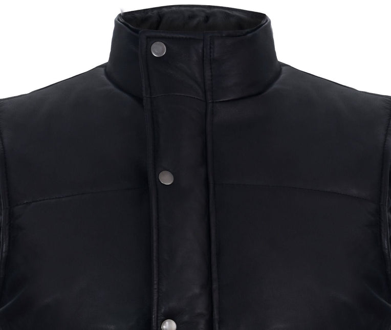 Mens Classic Leather Puffer Waistcoat-Nottingham
