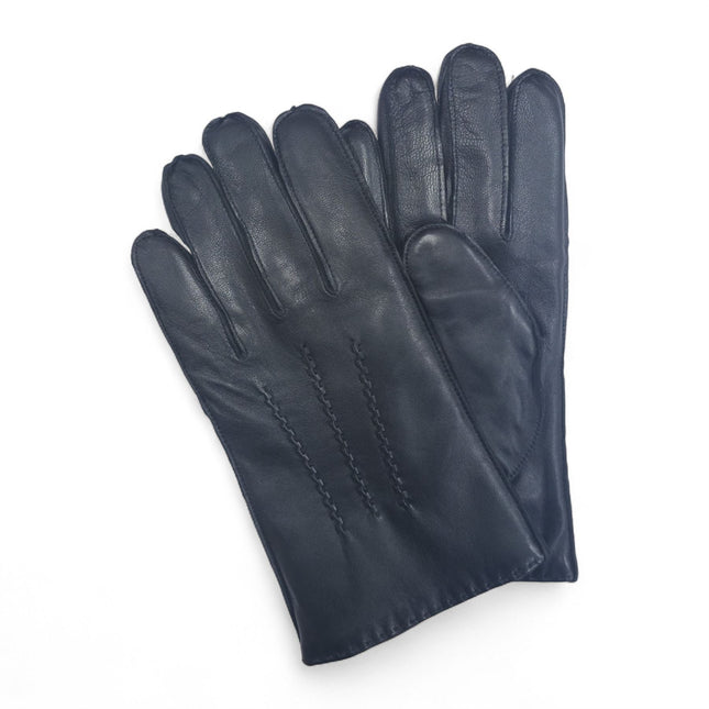 Men’s Black Italian Leather Warm Wool Lining Winter Stich Design Gloves - M-LGV-205