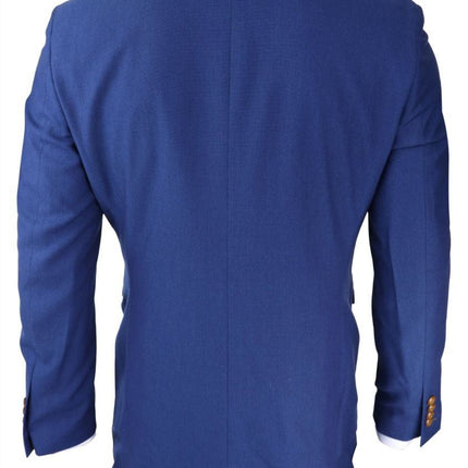 Mens 3 Piece Royal Blue Birdseye Classic Suit