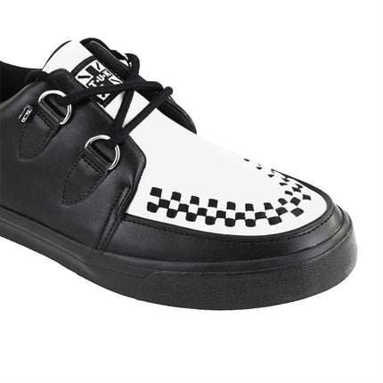TUK Pointed Creeper Sneaker Black White Leather Platform Shoes - A9180