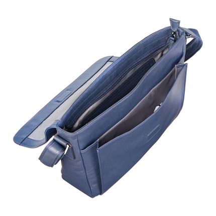 Genuine Leather Navy Laptop Bag Travel Work Messenger Satchel - Camden