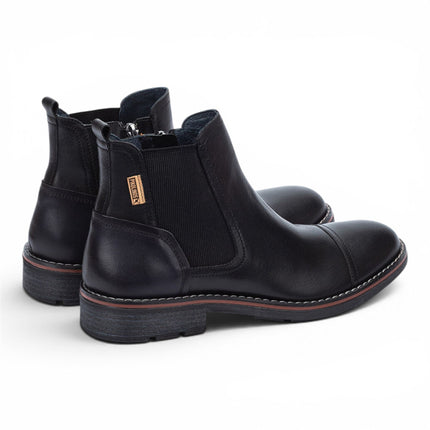 Pikolinos Men's Black Leather Zip Chelsea Ankle Boots - York