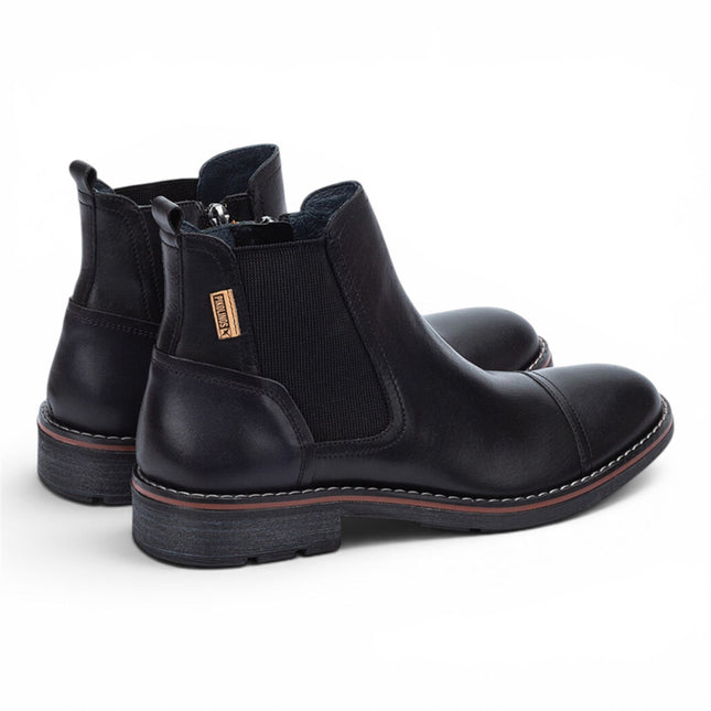 Pikolinos Men's Black Leather Zip Chelsea Ankle Boots - York
