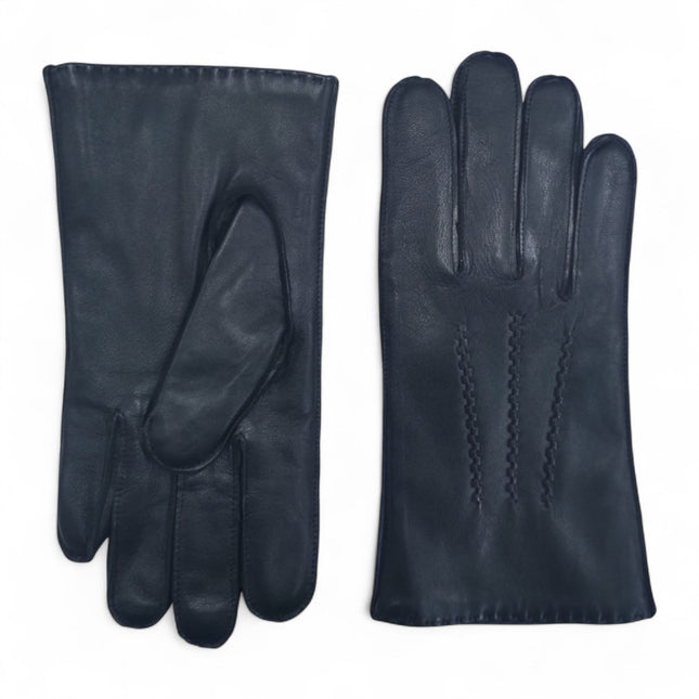 Men’s Black Italian Leather Warm Wool Lining Winter Stich Design Gloves - M-LGV-205