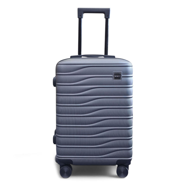 Hardshell Charcoal Grey Suitcase Set Robust 8 Wheel Luggage Cabin Case Bag