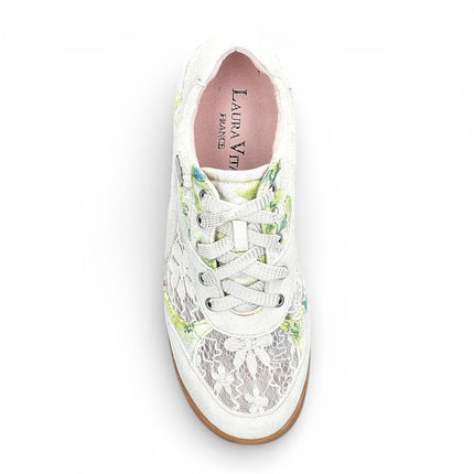 Laura Vita Women's Tivanao-05 Beige Floral Leather Trainers Sneaker Shoes
