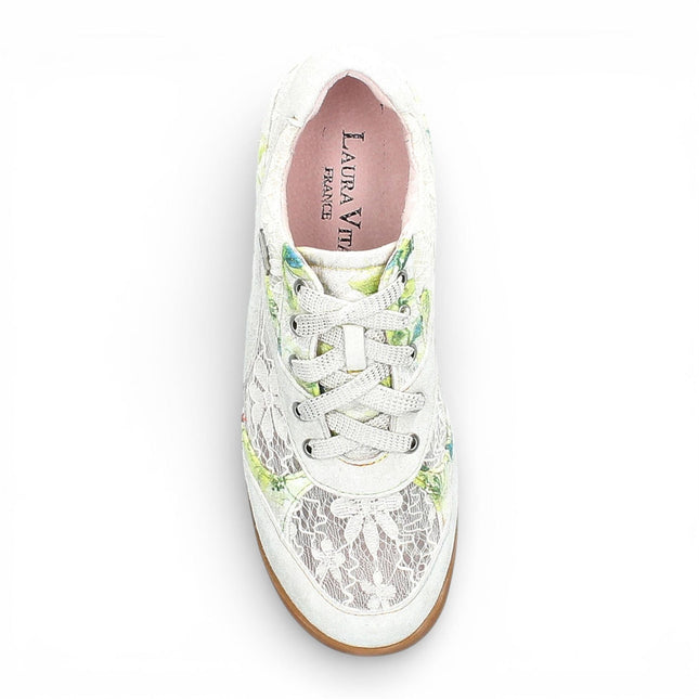 Laura Vita Women's Tivanao-05 Beige Floral Leather Trainers Sneaker Shoes