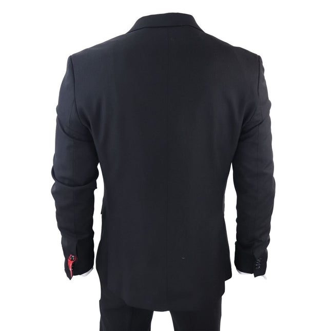 Men's Classic 3-Piece Plain Black Suit