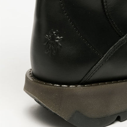 Fly London Womens Black Mol 2 Leather Wedge Heel Knee High Zip Up Boots