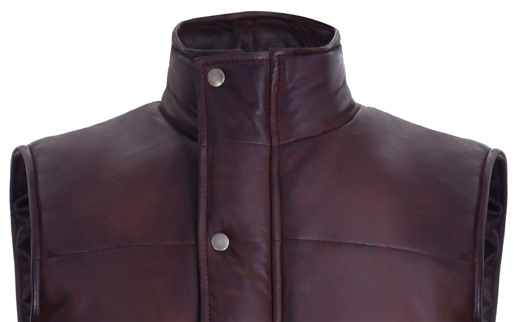 Mens Classic Leather Puffer Waistcoat-Nottingham
