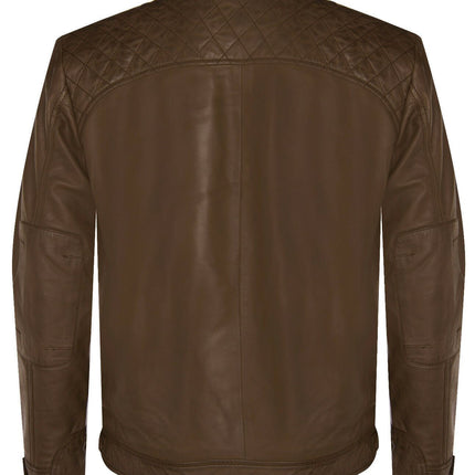 Men's Vintage Leather Quilted Biker Jacket-Monaco