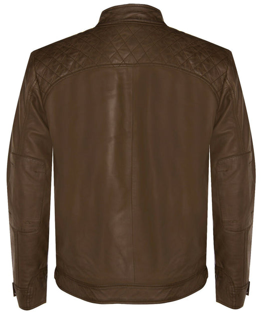 Men's Vintage Leather Quilted Biker Jacket-Monaco