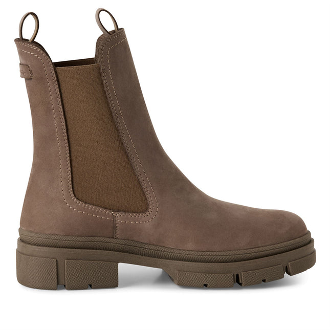 Tamaris Womens Dune Taupe Brown Leather Classic High Pull-On Chelsea Ankle Boots