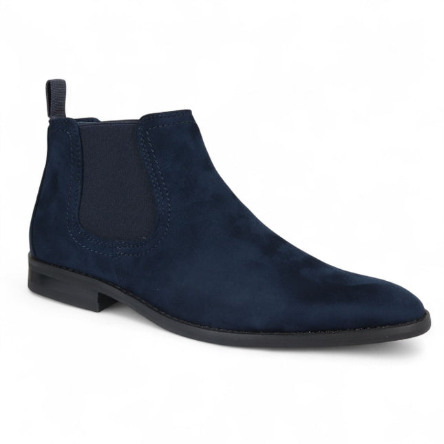 Men's Navy Suede Chelsea Boots Real Leather Lined Slip-On