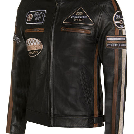 Mens Racing Leather Biker Jacket-Portland
