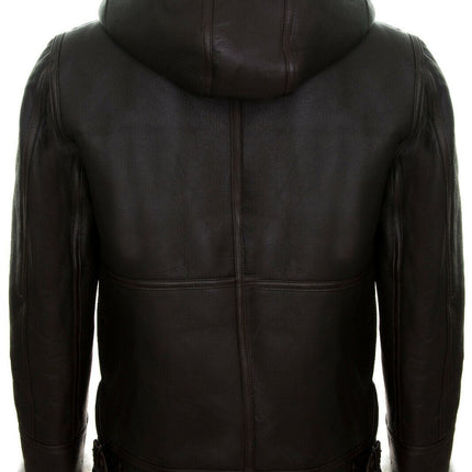 Mens Hooded Sheepskin Leather B3 Flying Jacket-Columbus