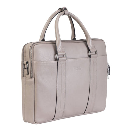 Genuine Leather Grey Laptop Business Briefcase Office Work Travel Bag - Sutton