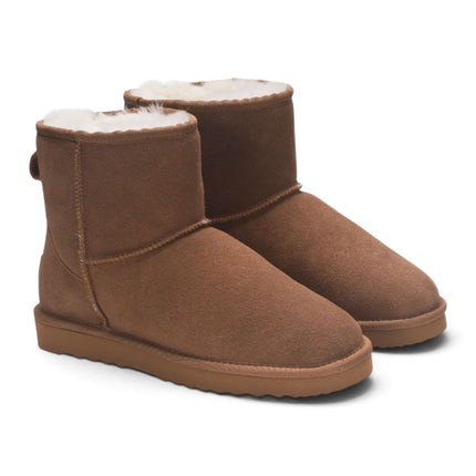 Men's Chestnut Tan Real Sheepskin Suede Winter Ankle Boots - Harbour